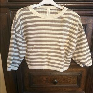 Quincy Mae Taupe and Cream Striped Sweater